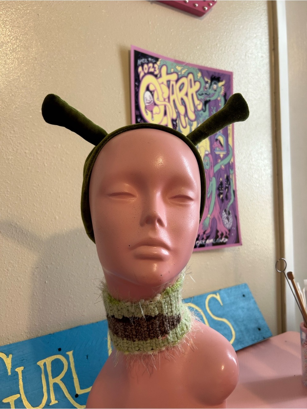 Green Shrek Headband handmade